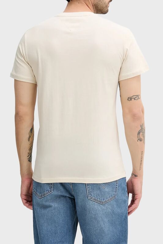 TJM SLIM LINEAR CHEST TEE EXT Erkek Bej T-Shirt - DM0DM21780