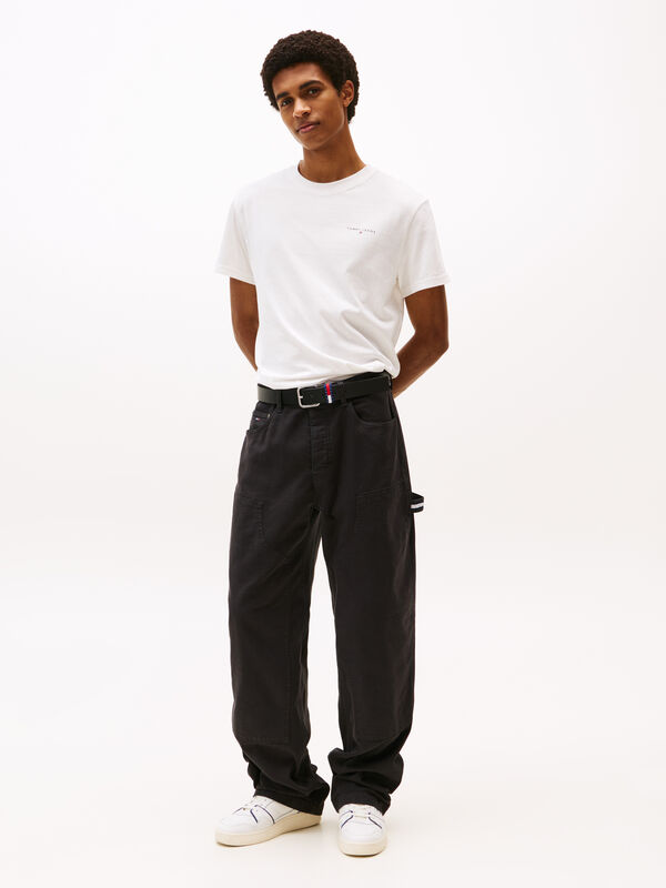 TJM SLIM LINEAR CHEST TEE EXT Erkek Beyaz T-Shirt - DM0DM21780