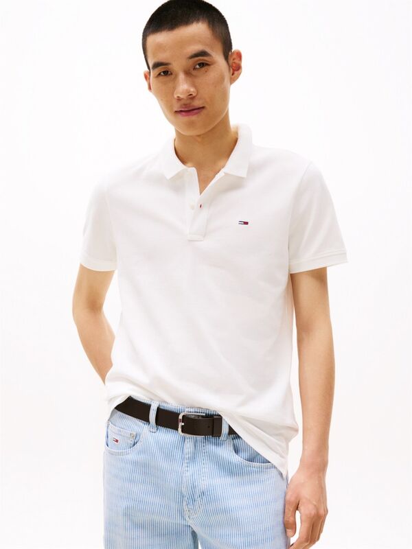 TJM SLIM PLACKET POLO EXT Erkek Beyaz Polo - DM0DM20676