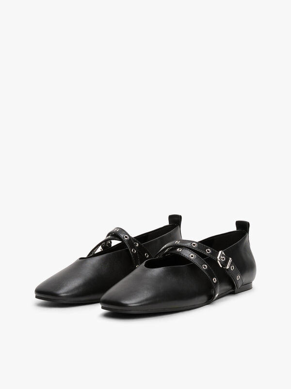 TJW LEATHER MARYJANE BALLERINA Kadın Siyah Ayakkabı - EN0EN02868