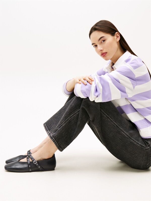 TJW LEATHER MARYJANE BALLERINA Kadın Siyah Ayakkabı - EN0EN02868