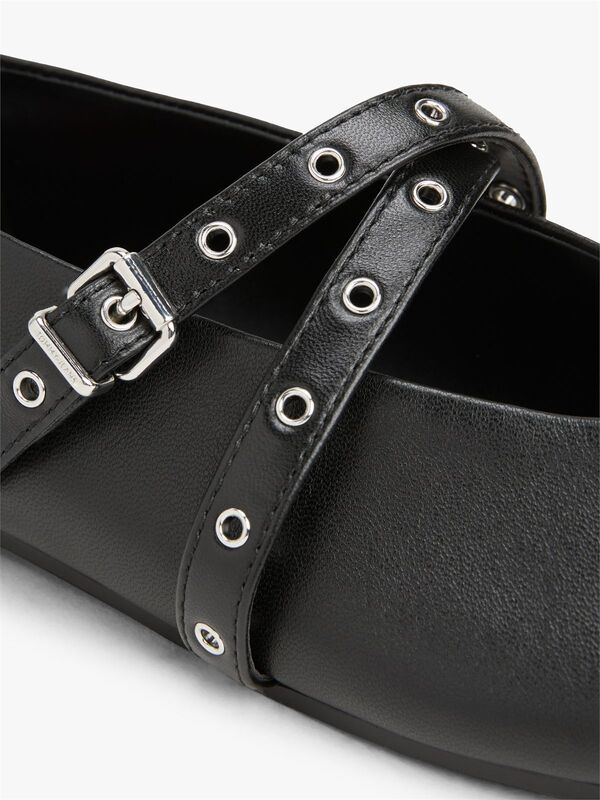 TJW LEATHER MARYJANE BALLERINA Kadın Siyah Ayakkabı - EN0EN02868