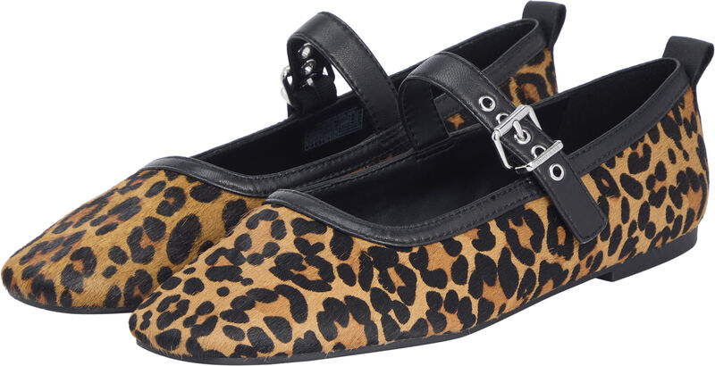 Tommy Hilfiger - TJW MARYJANE LEOPARD BALLERINA Kadın Kahverengi Ayakkabı - EN0EN02885