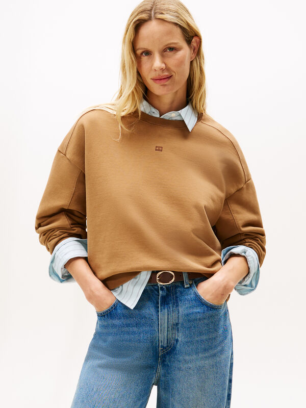 TONAL FLAG MDRN TERRY SWTSHRT Kadın Kahverengi Sweatshirt - WW0WW45754