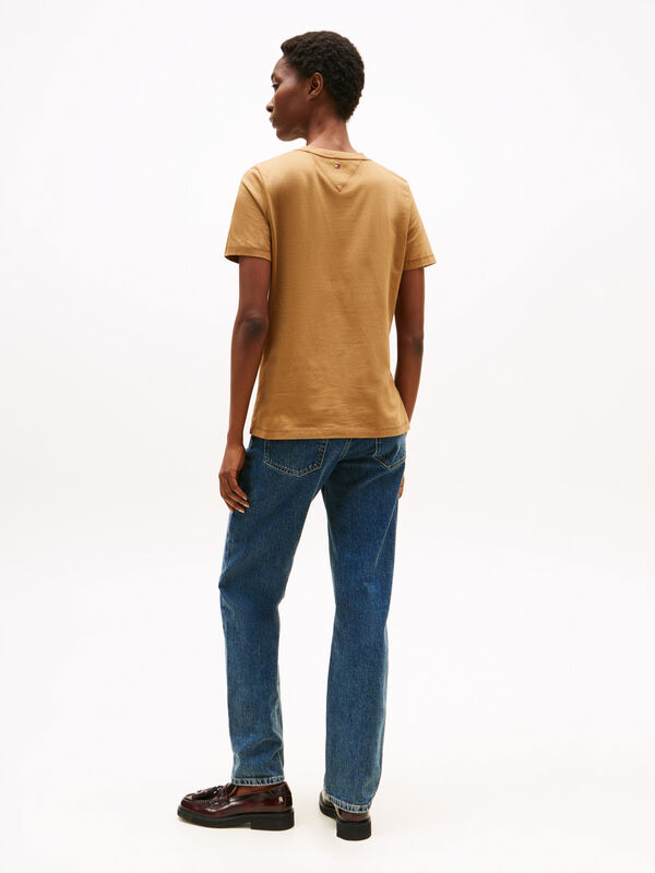 TONAL FLAG REG C-NK SS TEE Kadın Kahverengi T-Shirt - WW0WW45626