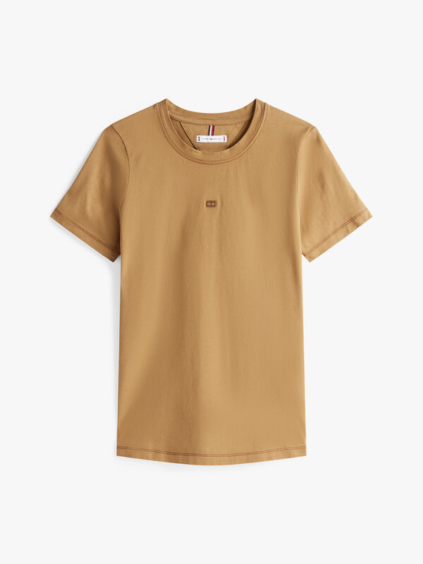 TONAL FLAG REG C-NK SS TEE Kadın Kahverengi T-Shirt - WW0WW45626