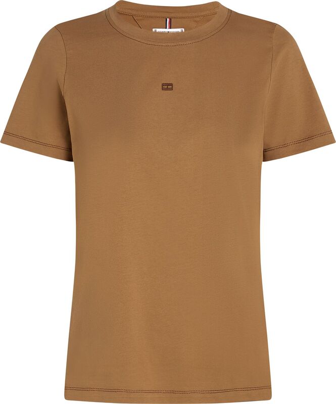 TONAL FLAG REG C-NK SS TEE Kadın Kahverengi T-Shirt - WW0WW45626