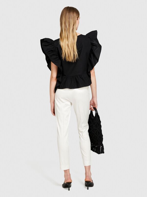 Sisley - Trousers Kadın Krem Pantolon - 324P4GV3L5AH6