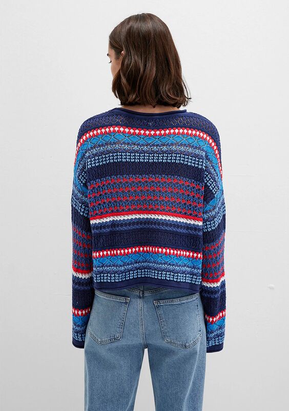 TURUNCU ÇİZGİLİ KAZAK Kadın Mavi Kazak - M1710329