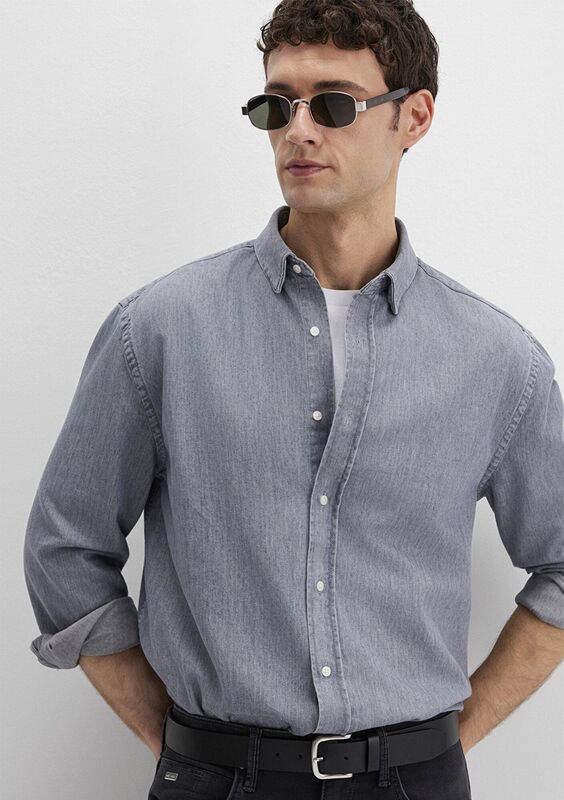 Mavi - UZUN KOL GÖMLEK Erkek Gri Gömlek - M0211765