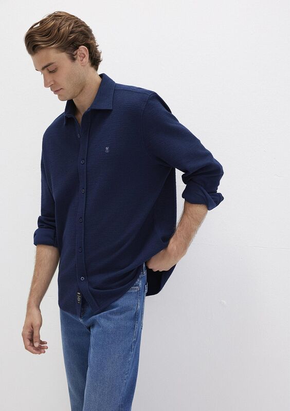 Mavi - UZUN KOL GÖMLEK Erkek Koyu Mavi Gömlek - M0211789