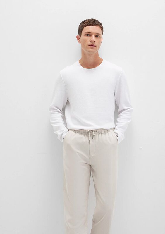 Mavi - UZUN KOL PENYE Erkek Beyaz Basic T-Shirt - M064622