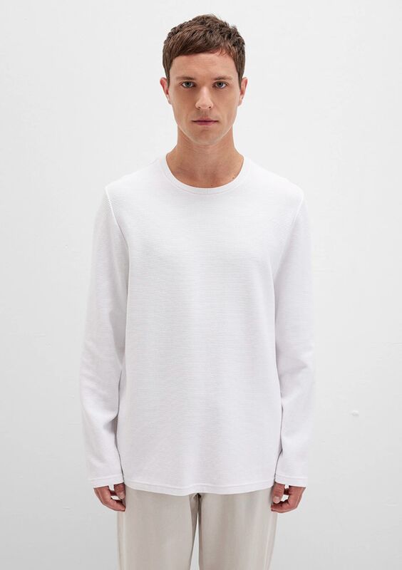 UZUN KOL PENYE Erkek Beyaz Basic T-Shirt - M064622