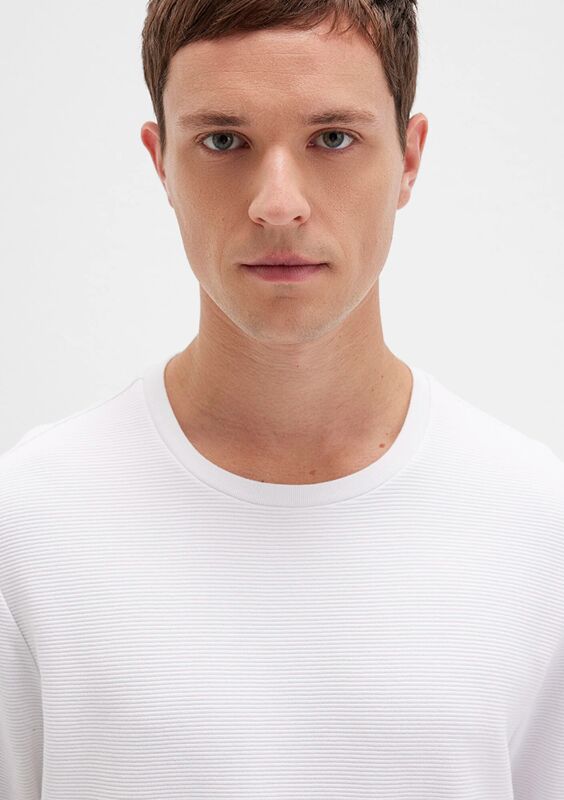 UZUN KOL PENYE Erkek Beyaz Basic T-Shirt - M064622