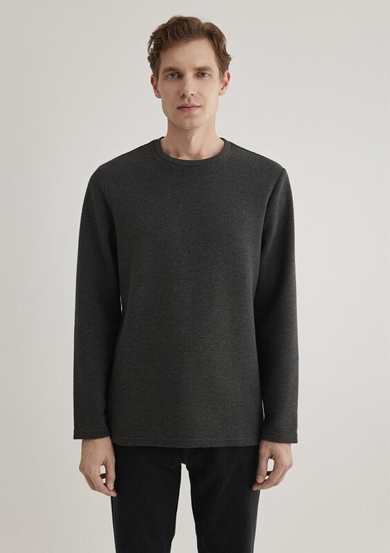 UZUN KOL PENYE Erkek Gri Basic T-Shirt - M064622