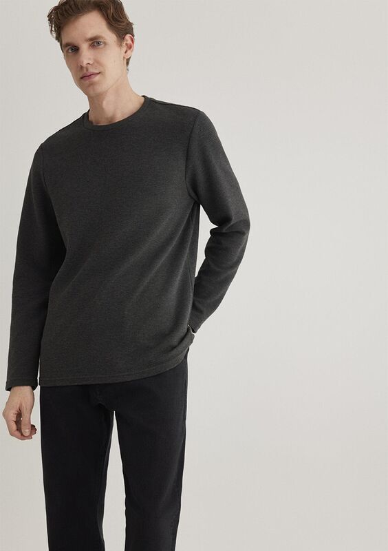 Mavi - UZUN KOL PENYE Erkek Gri Basic T-Shirt - M064622