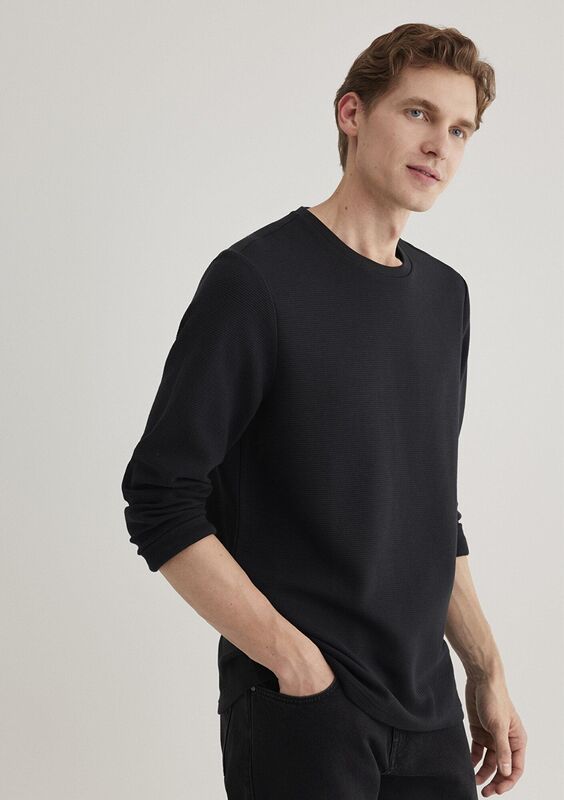 UZUN KOL PENYE Erkek Siyah Basic T-Shirt - M064622