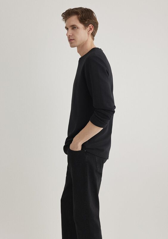 UZUN KOL PENYE Erkek Siyah Basic T-Shirt - M064622