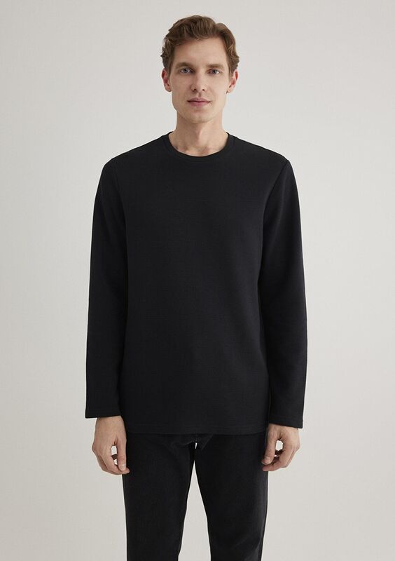 UZUN KOL PENYE Erkek Siyah Basic T-Shirt - M064622