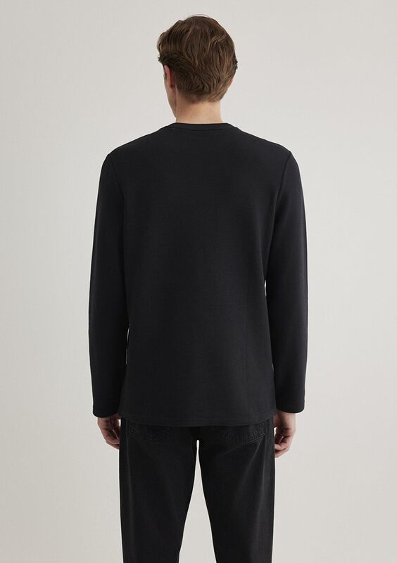 UZUN KOL PENYE Erkek Siyah Basic T-Shirt - M064622