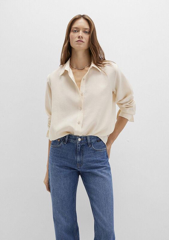 UZUN KOLLU DOKUMA GÖMLEK Kadın Bej Gömlek - M1211373