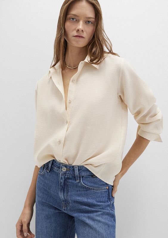 UZUN KOLLU DOKUMA GÖMLEK Kadın Bej Gömlek - M1211373