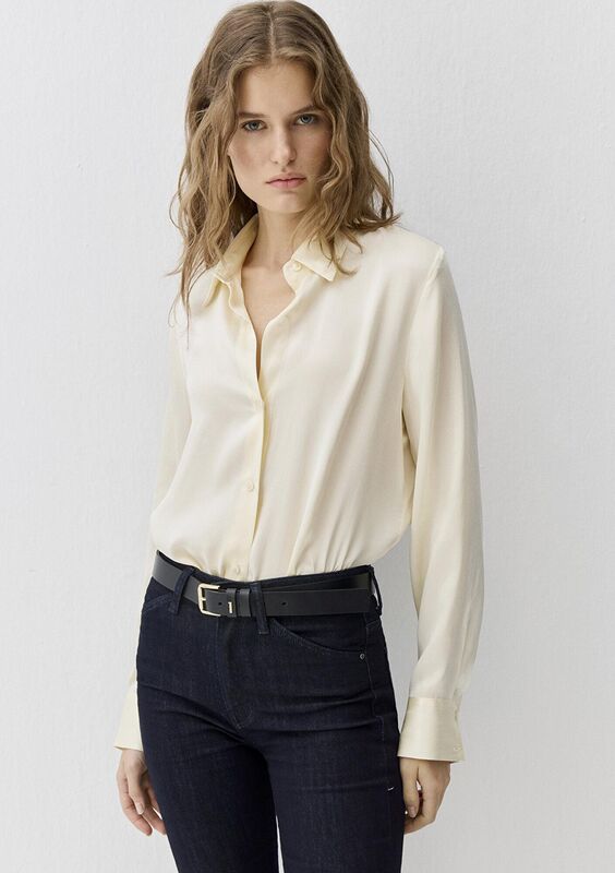 Mavi - UZUN KOLLU DOKUMA GÖMLEK Kadın Beyaz Gömlek - M1211269