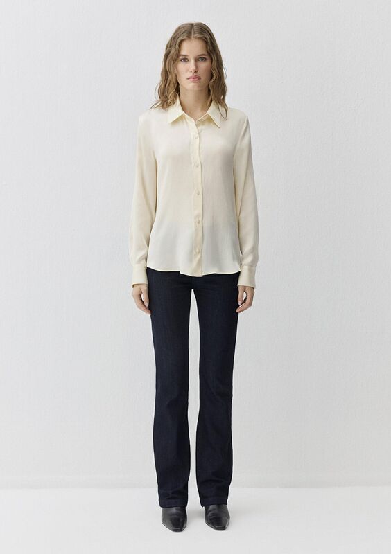 UZUN KOLLU DOKUMA GÖMLEK Kadın Beyaz Gömlek - M1211269