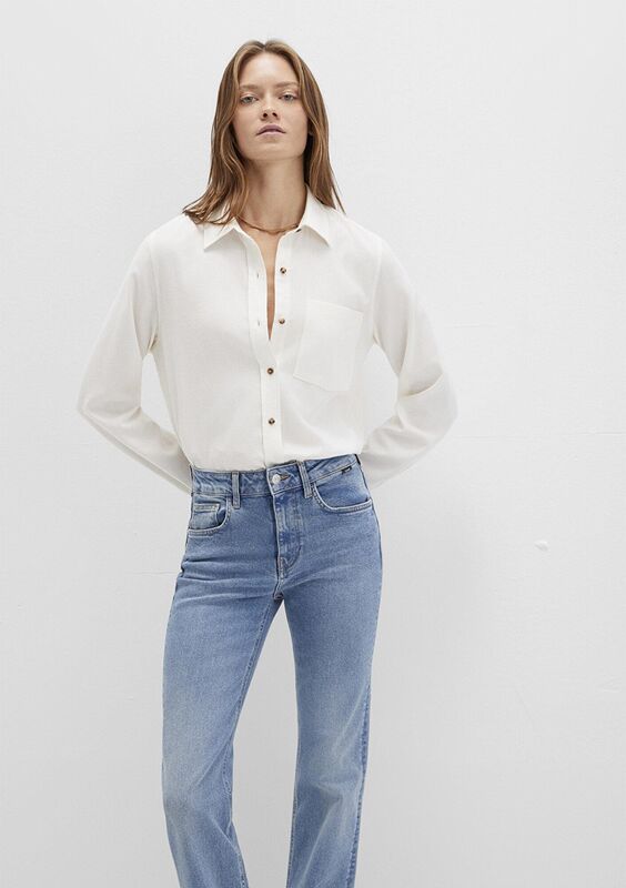 UZUN KOLLU DOKUMA GÖMLEK Kadın Beyaz Gömlek - M1211285