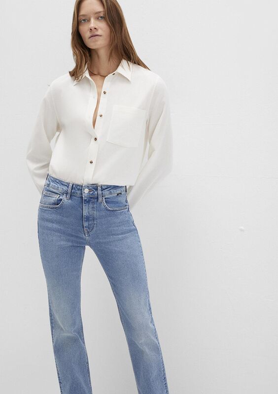 Mavi - UZUN KOLLU DOKUMA GÖMLEK Kadın Beyaz Gömlek - M1211285