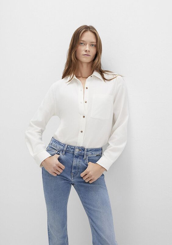 UZUN KOLLU DOKUMA GÖMLEK Kadın Beyaz Gömlek - M1211285