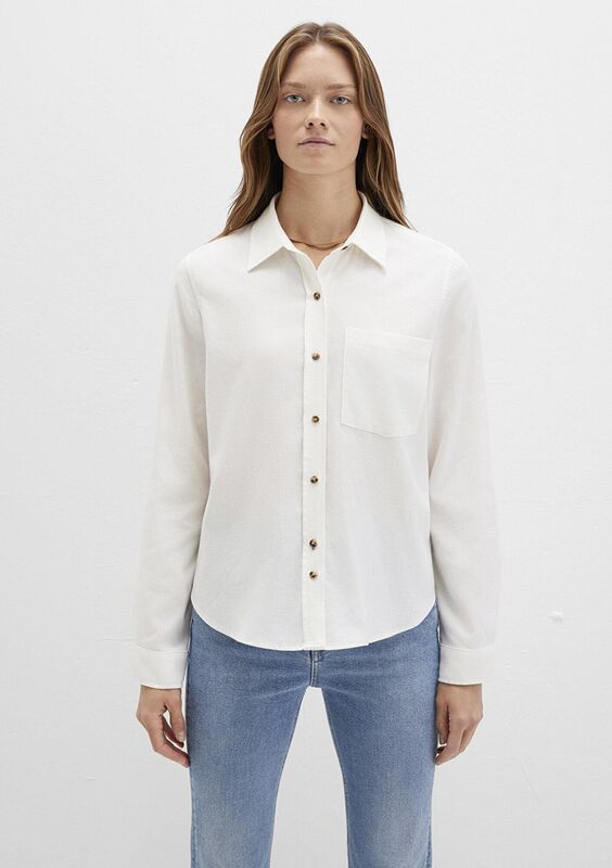 UZUN KOLLU DOKUMA GÖMLEK Kadın Beyaz Gömlek - M1211285