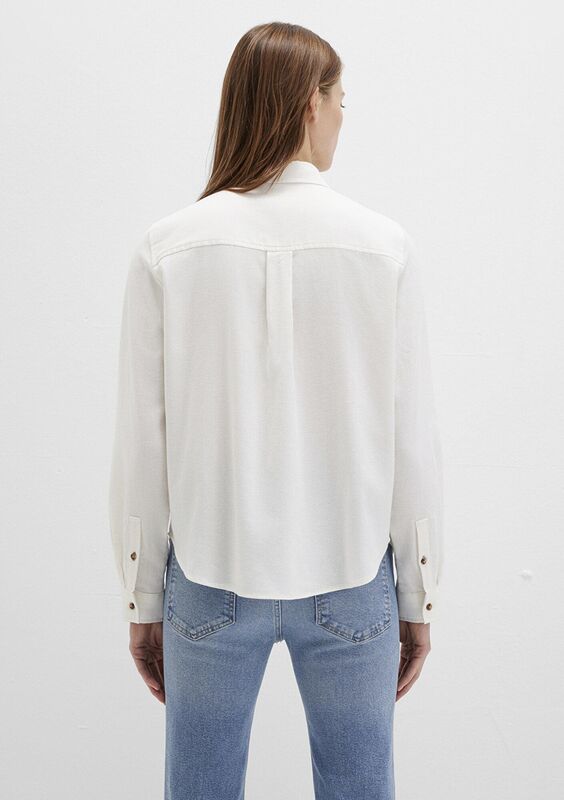 UZUN KOLLU DOKUMA GÖMLEK Kadın Beyaz Gömlek - M1211285