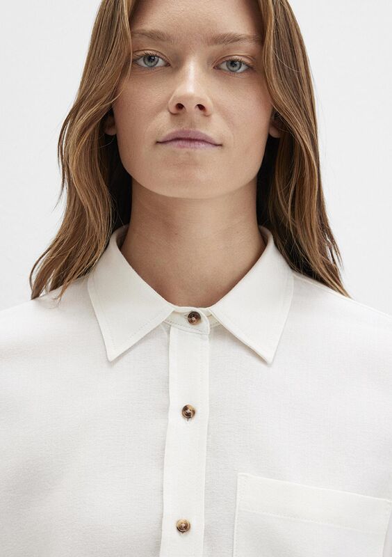 UZUN KOLLU DOKUMA GÖMLEK Kadın Beyaz Gömlek - M1211285