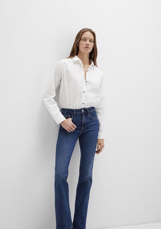 UZUN KOLLU DOKUMA GÖMLEK Kadın Beyaz Gömlek - M1211286