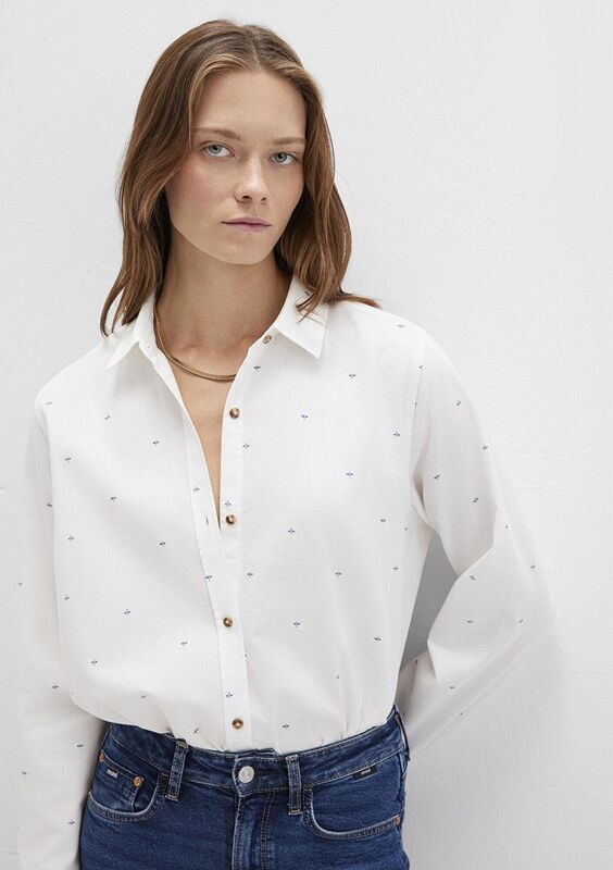 UZUN KOLLU DOKUMA GÖMLEK Kadın Beyaz Gömlek - M1211286