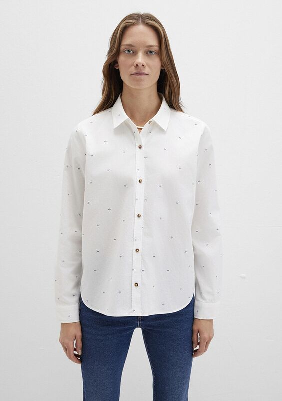 UZUN KOLLU DOKUMA GÖMLEK Kadın Beyaz Gömlek - M1211286