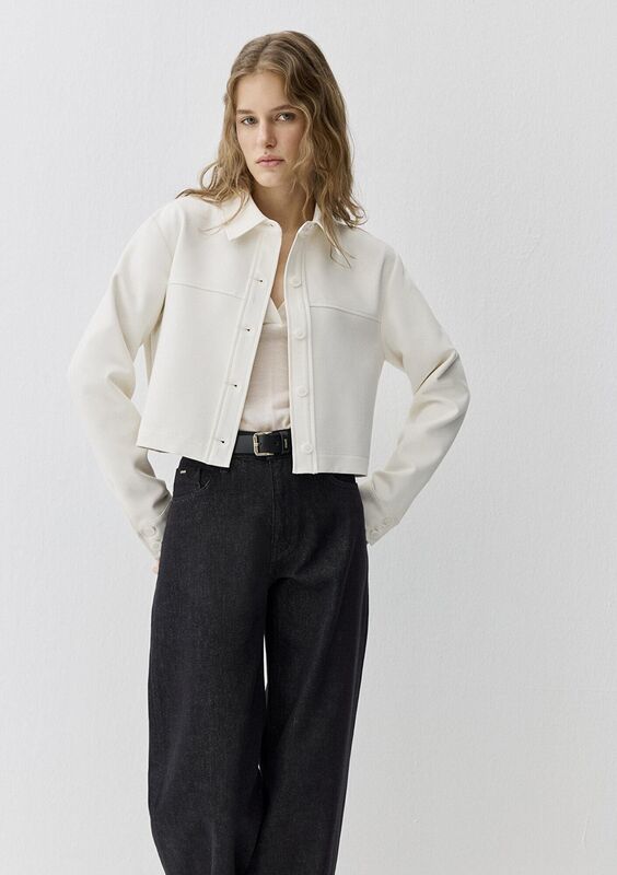 UZUN KOLLU DOKUMA GÖMLEK Kadın Beyaz Gömlek - M1211336