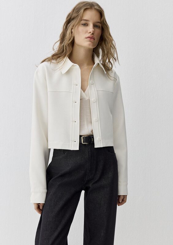 Mavi - UZUN KOLLU DOKUMA GÖMLEK Kadın Beyaz Gömlek - M1211336