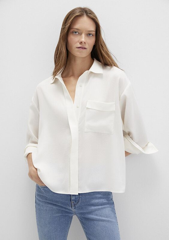 Mavi - UZUN KOLLU DOKUMA GÖMLEK Kadın Beyaz Gömlek - M1211354