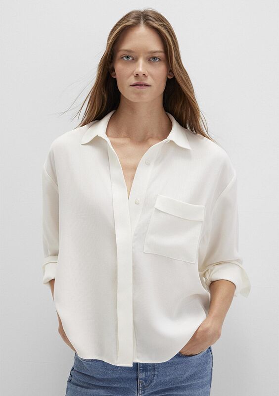 UZUN KOLLU DOKUMA GÖMLEK Kadın Beyaz Gömlek - M1211354