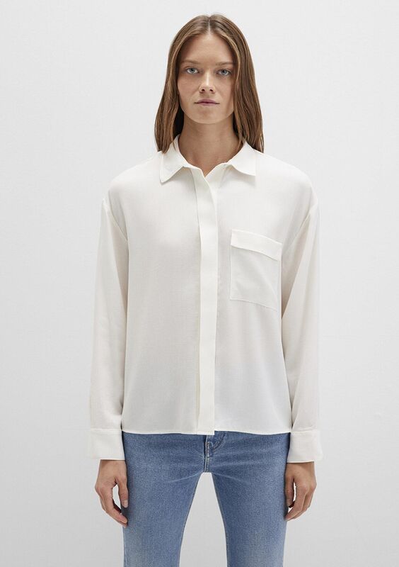 UZUN KOLLU DOKUMA GÖMLEK Kadın Beyaz Gömlek - M1211354