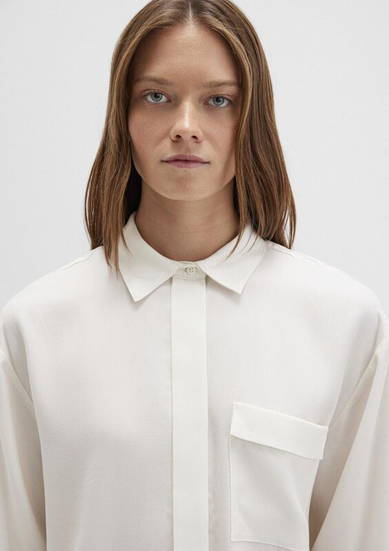 UZUN KOLLU DOKUMA GÖMLEK Kadın Beyaz Gömlek - M1211354