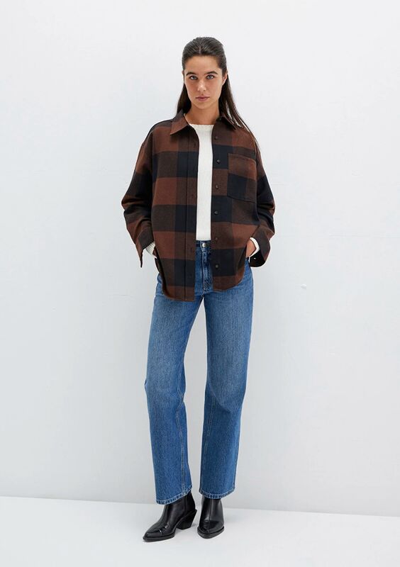 UZUN KOLLU DOKUMA GÖMLEK Kadın Kahverengi Gömlek - M1211294