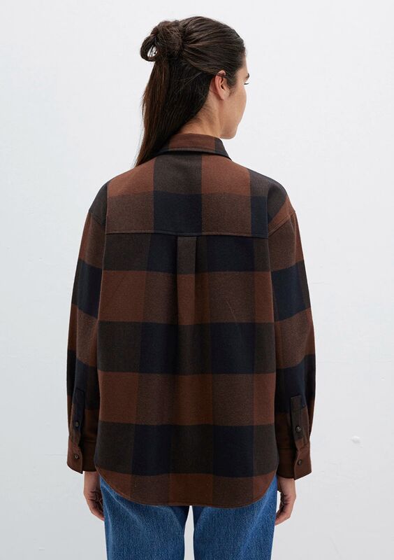 UZUN KOLLU DOKUMA GÖMLEK Kadın Kahverengi Gömlek - M1211294