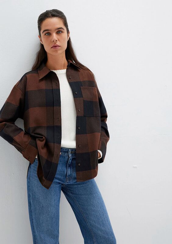 UZUN KOLLU DOKUMA GÖMLEK Kadın Kahverengi Gömlek - M1211294