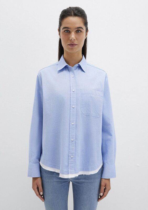 UZUN KOLLU DOKUMA GÖMLEK Kadın Mavi Gömlek - M1211290