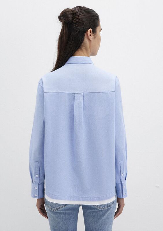UZUN KOLLU DOKUMA GÖMLEK Kadın Mavi Gömlek - M1211290