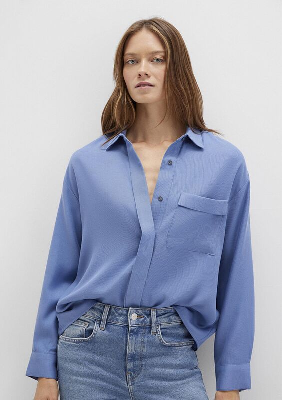 Mavi - UZUN KOLLU DOKUMA GÖMLEK Kadın Mavi Gömlek - M1211354