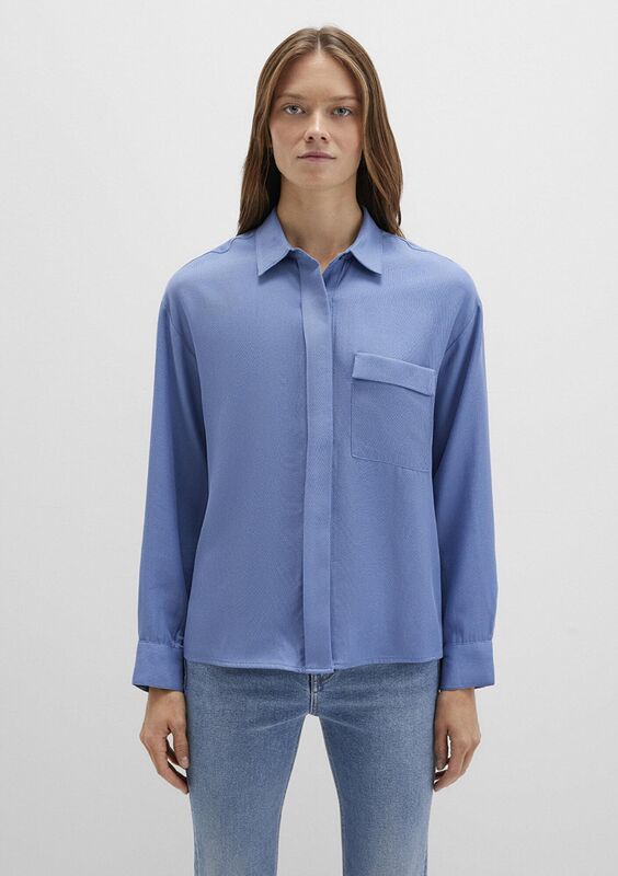 UZUN KOLLU DOKUMA GÖMLEK Kadın Mavi Gömlek - M1211354